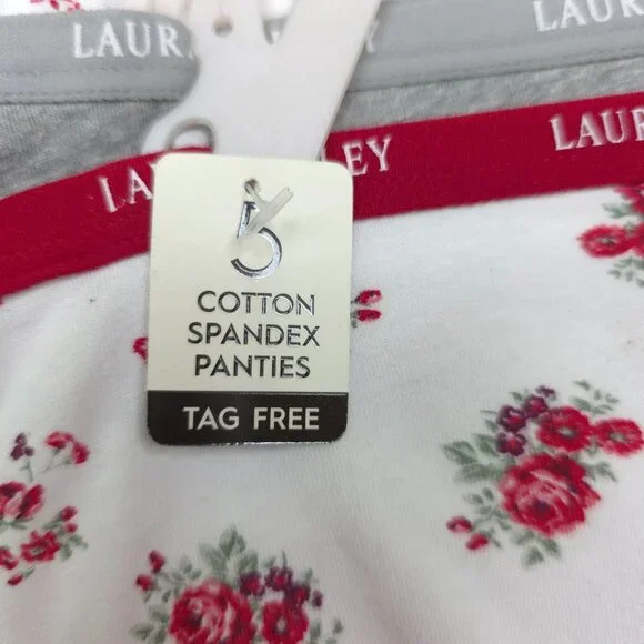 Laura Ashley Womens Medium Cotton Spandex Floral Panties Briefs 5-Pack Tag Free - Picture 5 of 13